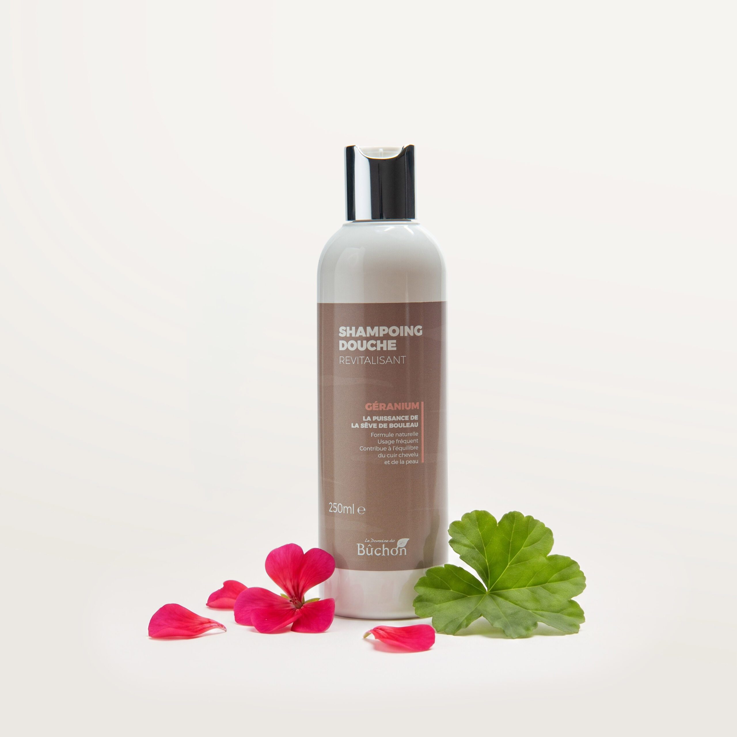 Shampoing douche bio au géranium et sève de bouleau